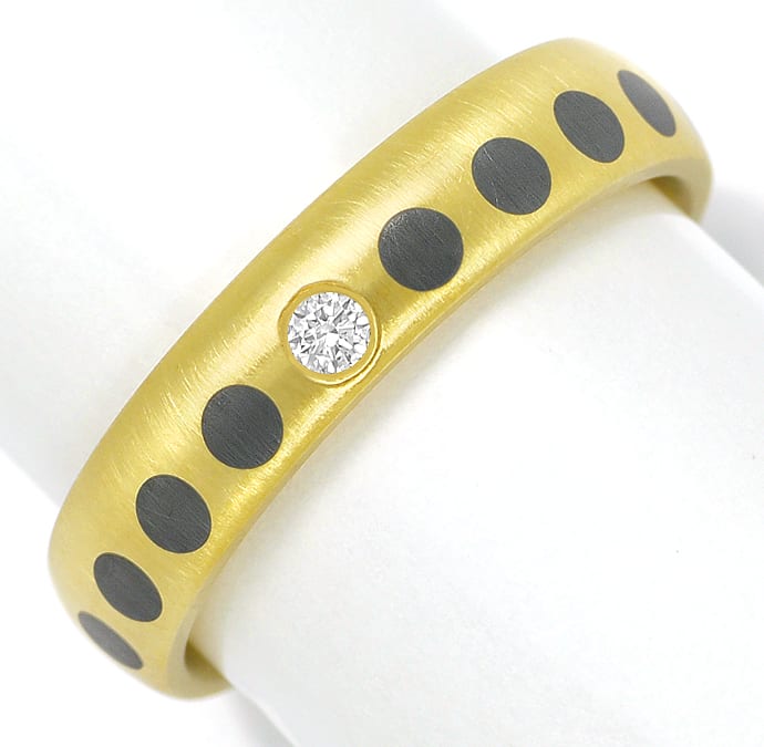 Foto 2 - Diamantring Brillant und schwarze Punkte in Gelbgold, S2084