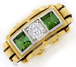 Foto 1 - Ring antik 0,38ct Diamant 0,85ct Turmaline, Gold-Platin, S3301