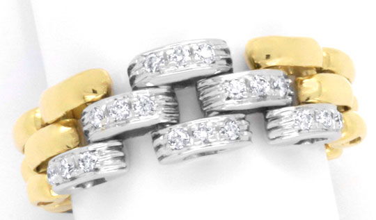 Foto 2 - Ketten Ring mit 18 Brillanten Gelbgold-Weißgold, S3769