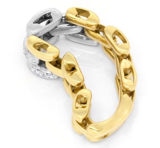 Foto 3 - Ketten Ring mit 18 Brillanten Gelbgold-Weißgold, S3769