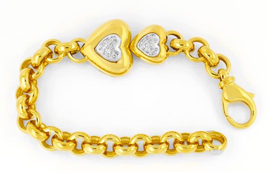 Foto 1 - Erbsen Goldarmband, Herzen mit Diamanten 18K, S3878