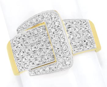 Foto 1 - Breiter Designer-Goldring mit 73 Diamanten, S5638