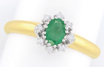 Foto 1 - Klassischer Smaragd-Diamanten-Ring 14K Gold, S5960
