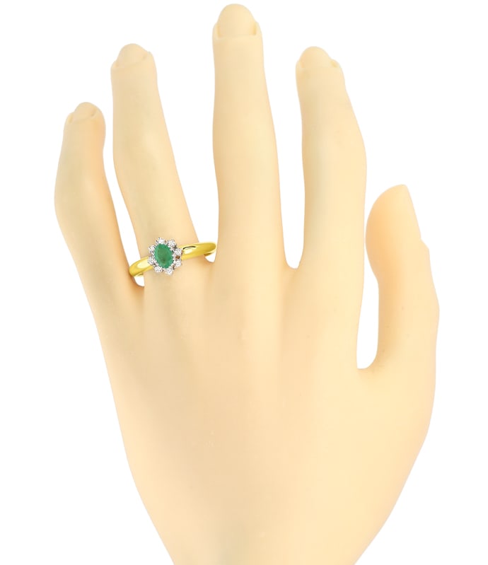 Foto 4 - Klassischer Smaragd-Diamanten-Ring 14K Gold, S5960